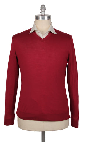 Kiton Red V-Neck Sweater