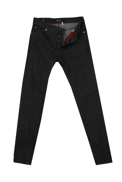 $1200 Kiton Black Solid Jeans - Slim - (KT1218242) - Parent