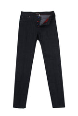 $1200 Kiton Blue Solid Jeans - Slim -  33/49 - (KT1218244)