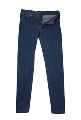 $1200 Kiton Blue Solid Jeans - Slim -  32/48 - (KT1218241)