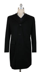 $12000 Kiton Black Cashmere Solid Coat - 42/52 - (KT413244)