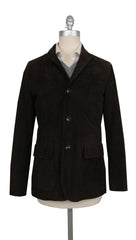 Kiton Dark Brown Suede Solid Jacket - 40/50 - (KT222245)