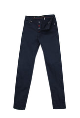 $1295 Kiton Navy Blue Solid Cotton Blend Pants - Slim - 32/48 - (KT11420251)