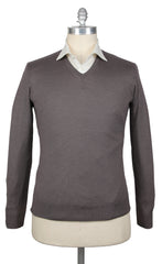 Luigi Borrelli Dark Gray Cashmere V-Neck Sweater - XL/54 - (LB824223)