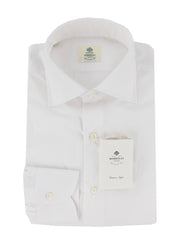 $500 Luigi Borrelli White Solid Cotton Shirt - Slim - 14.5/37 - (LB12272414)