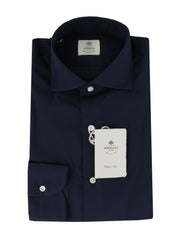 $500 Luigi Borrelli Dark Blue Solid Shirt - Slim - 15/38 - (LB12272410)