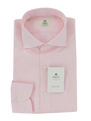 $500 Luigi Borrelli Pink Solid Cotton Shirt - Slim - 15.5/39 - (LB12272412)