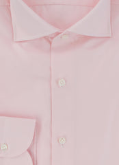 $500 Luigi Borrelli Pink Solid Cotton Shirt - Slim - (LB12272412) - Parent