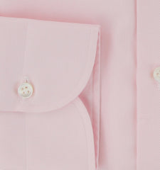 $500 Luigi Borrelli Pink Solid Cotton Shirt - Slim - (LB12272412) - Parent