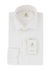 $500 Luigi Borrelli White Solid Cotton Shirt - Slim - 14.5/37 - (LB12272413)