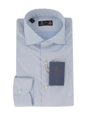 $600 Luigi Borrelli Light Blue Solid Shirt - Slim - 15.75/40 - (LB1227244)