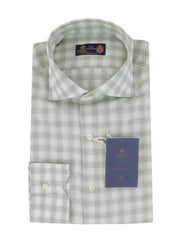 $600 Luigi Borrelli Green Check Shirt - Slim - 15.5/39 - (LB1227247)