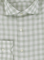 $600 Luigi Borrelli Green Check Shirt - Slim - (LB1227247) - Parent