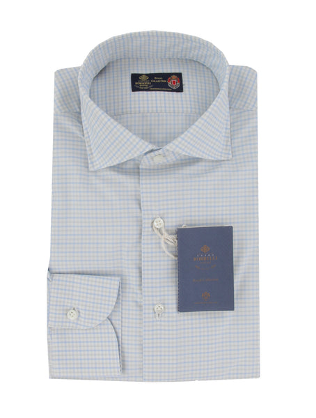 $600 Luigi Borrelli Light Blue Plaid Shirt - Extra Slim - (LB1227245) - Parent