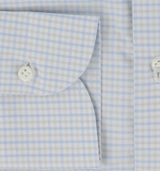 $600 Luigi Borrelli Light Blue Plaid Shirt - Extra Slim - (LB1227245) - Parent