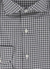 $500 Luigi Borrelli Black Check Cotton Shirt - Slim - (LB12272420) - Parent