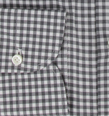 $500 Luigi Borrelli Black Check Cotton Shirt - Slim - (LB12272420) - Parent