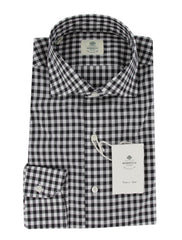 $500 Luigi Borrelli Black Check Cotton Shirt - Slim - 15/38 - (LB12272421)