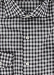 $500 Luigi Borrelli Black Check Cotton Shirt - Slim - (LB12272421) - Parent