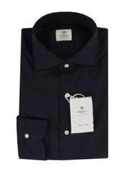 $500 Luigi Borrelli Dark Blue Solid Shirt - Slim - 14.5/37 - (LB1227249)