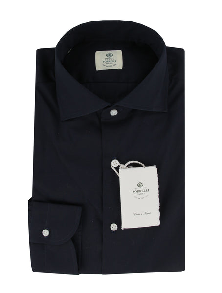 $500 Luigi Borrelli Dark Blue Solid Shirt - Slim - (LB1227249) - Parent