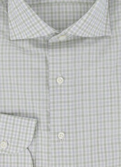 $500 Luigi Borrelli Light Green Check Shirt - Slim - (LB12272423) - Parent