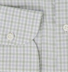 $500 Luigi Borrelli Light Green Check Shirt - Slim - (LB12272423) - Parent