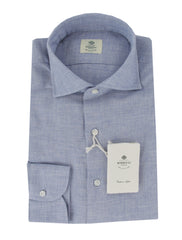 $500 Luigi Borrelli Blue Solid Shirt - Slim - 15.5/39 - (LB1227248)