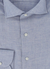 $500 Luigi Borrelli Blue Solid Shirt - Slim - (LB1227248) - Parent