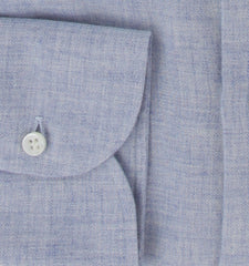 $500 Luigi Borrelli Blue Solid Shirt - Slim - (LB1227248) - Parent