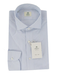 $500 Luigi Borrelli Light Blue Striped Shirt - Slim - 15.75/40 - (LB12272416)