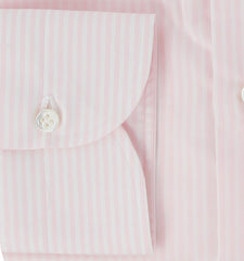 $500 Luigi Borrelli Pink Striped Cotton Shirt - Slim - (LB12272418) - Parent