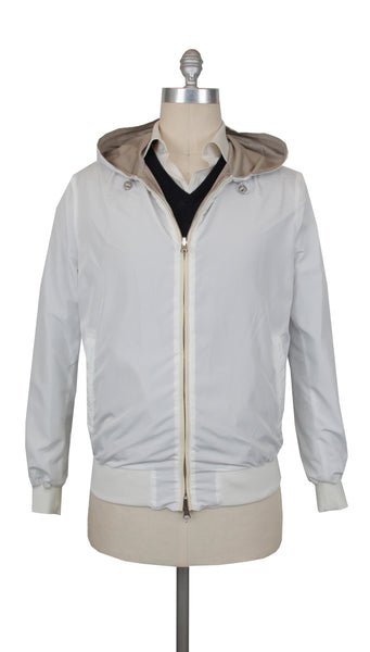 $3275 Mandelli White Polyester Solid Jacket - (MM115244) - Parent