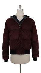 $2700 Mandelli Burgundy Red Suede Solid Puffer Jacket - 48/58 - (MM413245)