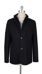 $4125 Mandelli Dark Blue Cashmere Blend Solid Coat - 42/52 - (MM10920241)