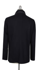 $4125 Mandelli Dark Blue Cashmere Blend Solid Coat - (MM10920241) - Parent