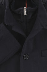 $4125 Mandelli Dark Blue Cashmere Blend Solid Coat - (MM10920241) - Parent