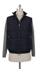 $1875 Mandelli Dark Blue Polyester Solid Jacket Vest - 42/52 - (MMV814241)