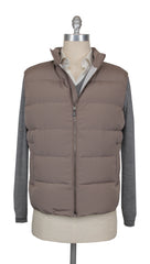 $1800 Mandelli Light Brown Polyester Solid Jacket Vest - 42/52 - (MM1016241)