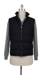 $2650 Mandelli Dark Blue Wool Blend Solid Jacket Vest - 40/50 - (MM86249)