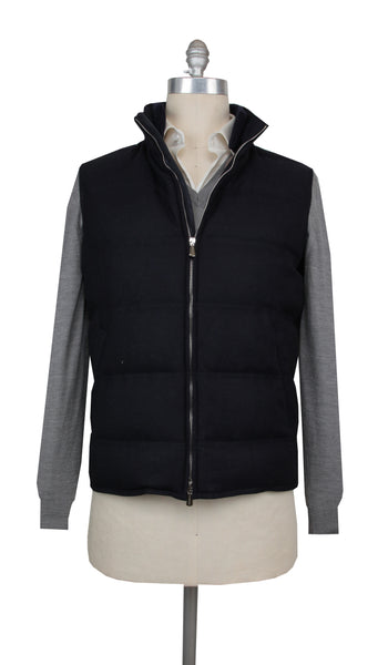 $2650 Mandelli Dark Blue Wool Blend Solid Jacket Vest - (MM86249) - Parent