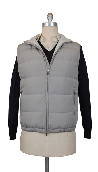 $3100 Mandelli Light Gray Polyester Solid Jacket Vest - (MM725242) - Parent