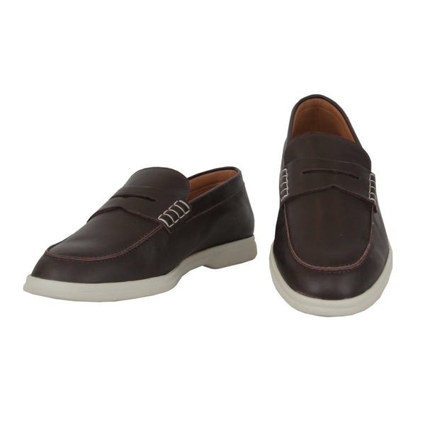 $800 Mandelli Brown Leather Penny Loafers - (MM814243) - Parent