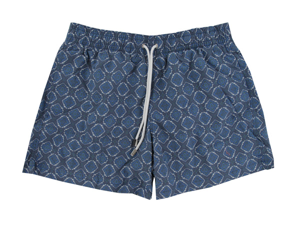 $300 Roda Dark Blue Fancy Swim Shorts - Slim - (RD529241) - Parent