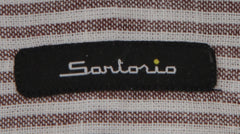 $375 Sartorio Napoli Brown Striped Linen Shirt - Slim - (SA222251) - Parent