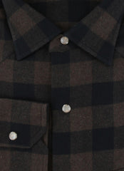 $375 Sartorio Napoli Dark Brown Check Shirt - Slim - (SA222255) - Parent