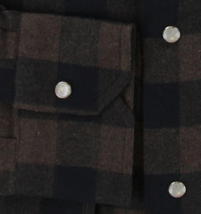 $375 Sartorio Napoli Dark Brown Check Shirt - Slim - (SA222255) - Parent