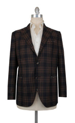 $3125 Sartorio Napoli Brown Wool Blend Plaid Sportcoat - 44/54 - (SA9420242)