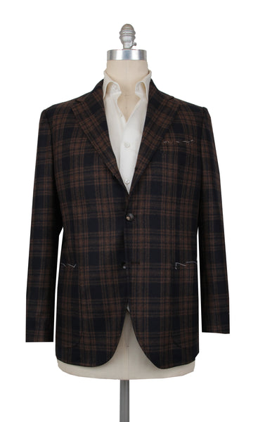 $3125 Sartorio Napoli Brown Wool Blend Plaid Sportcoat - (SA9420242) - Parent