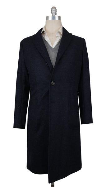 $3425 Sartorio Napoli Dark Blue Wool Blend Solid Coat - (SA9112026) - Parent